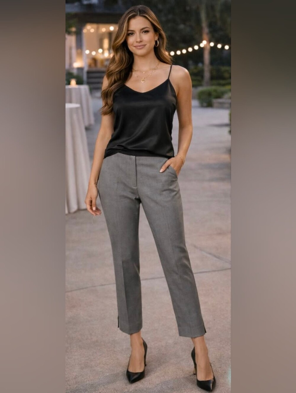 Loft Petites Marisa Light Gray Tailored Dress Pants 8P